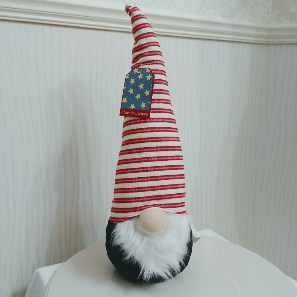 Red White Blue Weighted Gnome shelf sitter rustic American USA theme 18.75"